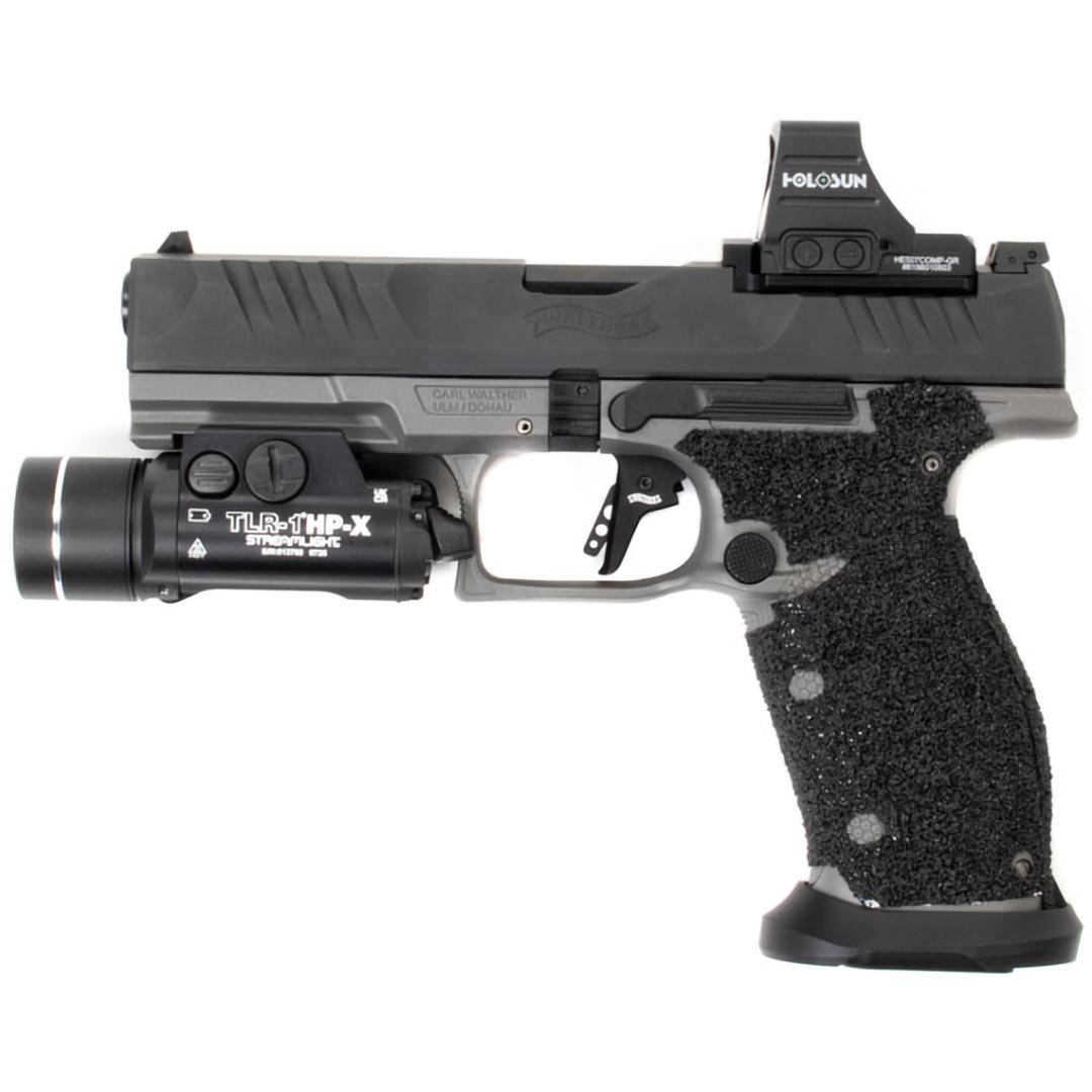 WALTHER PDP FULL SIZE + EXTRA JARVIS BARREL, HOLOSUN 507 COMP X2, STREAMLIGHT TLR7 HPX